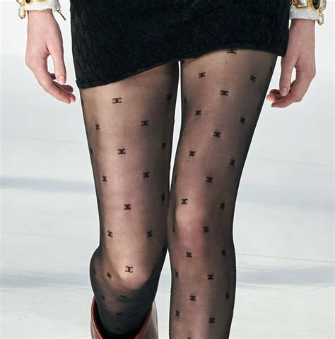 chanel printed tights|Chanel tights black.